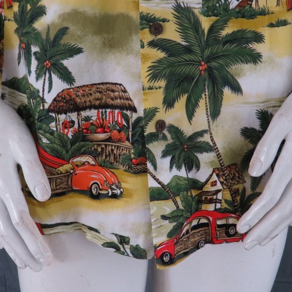 Retro Hawaiian Shirt - RJC - Surfboards and VW Beetles - Men's Medium - Picture 4 of 11